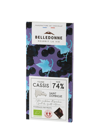 Belledonne -- Tablette fourrée - chocolat noir 74% cassis - 80 g