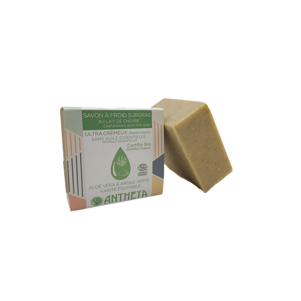 Antheya -- Savon crémeux visage aloé véra - hydratant peaux fragiles (bande papier) - 90 g