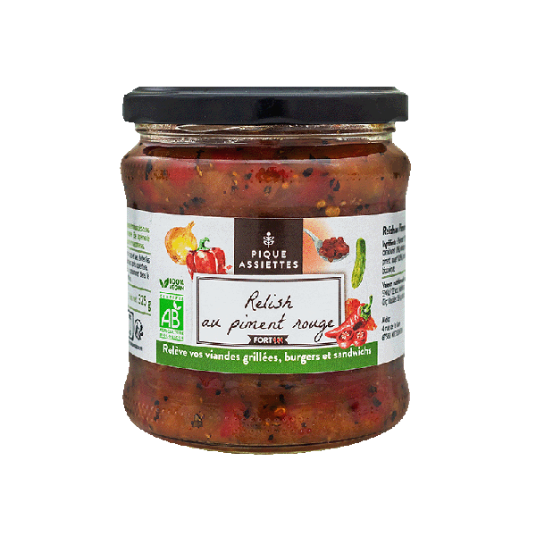 Pique Assiettes -- DDM 31.12.2024 Relish au piment rouge bio - 325 g