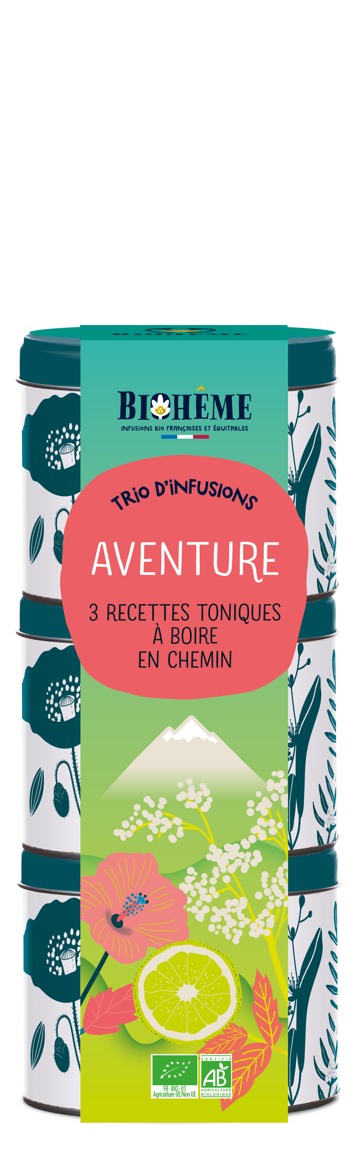 Biohême -- Trio aventure bio - 3 boites métal